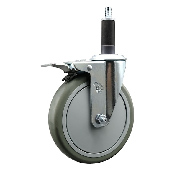 Service Caster 6'' Gray Poly Swivel 1'' Expanding Stem Caster Total Lock Brake SCC-EXTTL20S614-PPUB-1 - main